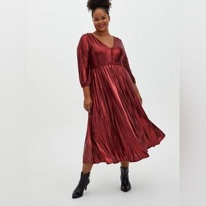 Torrid Red Liquid Knit Tea Length Dress
